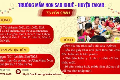 Trường Mầm non Sao Khuê thông báo tuyển sinh năm học 2025 – 2026